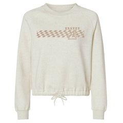 Atlanta Braves Soft as a Grape Women's Tonal Checkered Sweatshirt - Natural