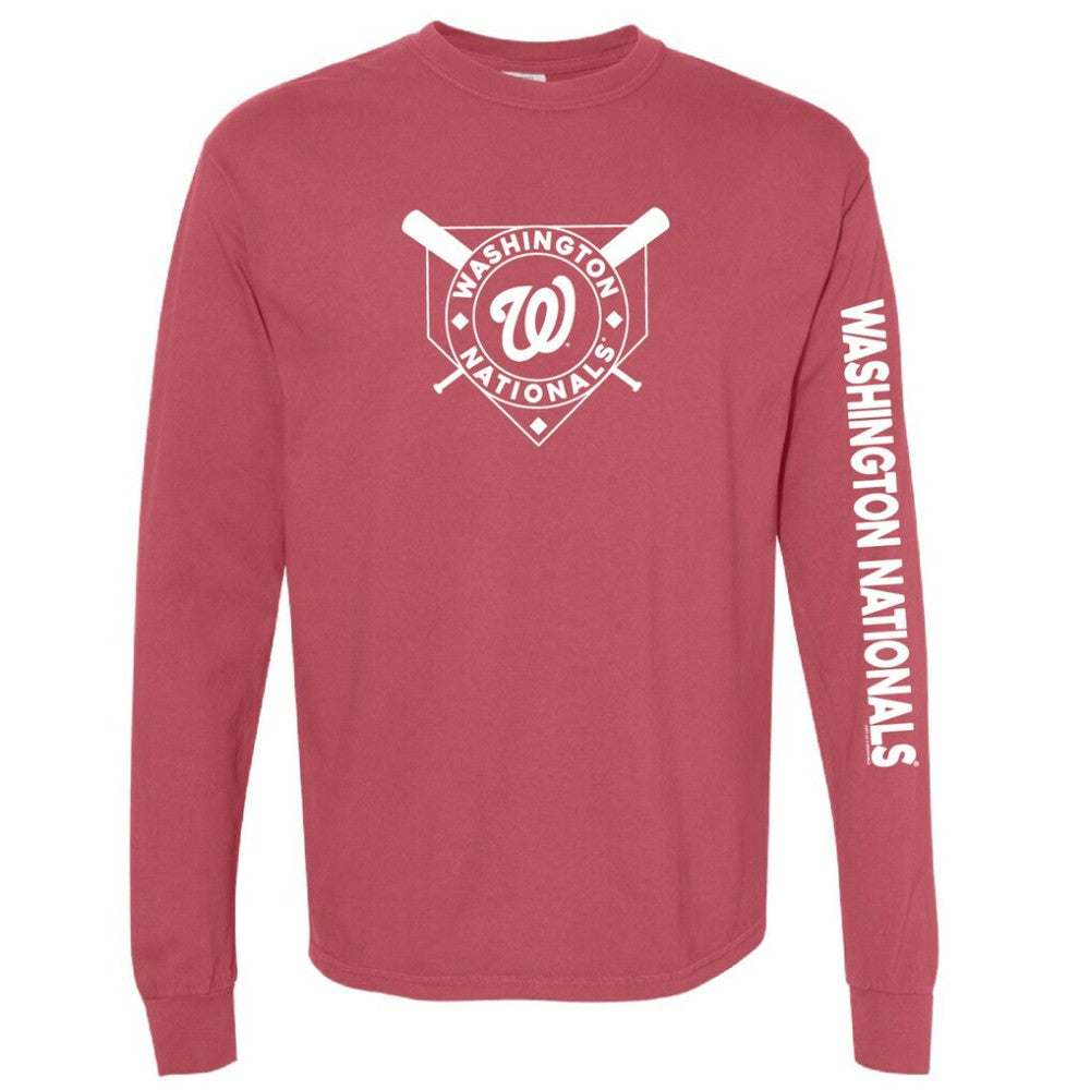 Washington Nationals Soft as a Grape Women's Pigment Dye Long Sleeve T-Shirt - Red