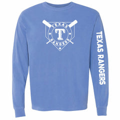 Texas Rangers Soft as a Grape Women's Pigment Dye Long Sleeve T-Shirt - Royal