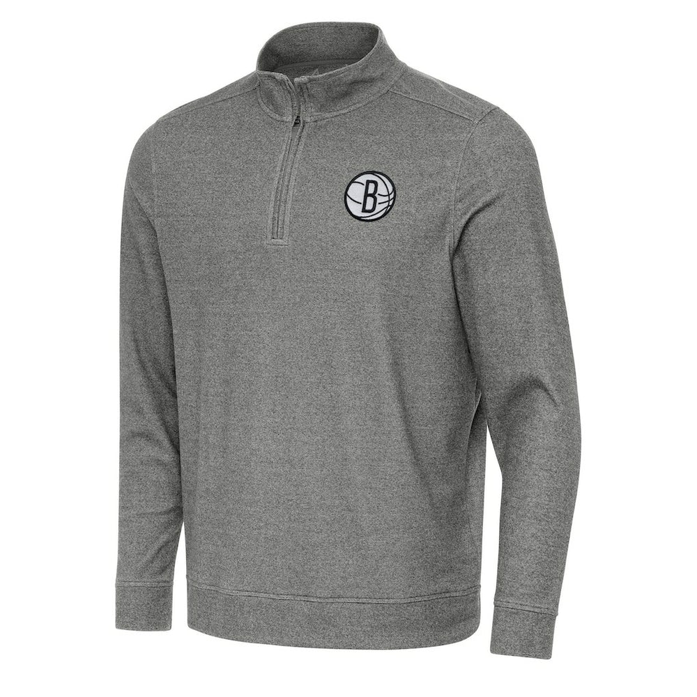 Brooklyn Nets Antigua Subtle Quarter-Zip Sweatshirt - Heather Black discount