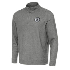 Brooklyn Nets Antigua Subtle Quarter-Zip Sweatshirt - Heather Black discount