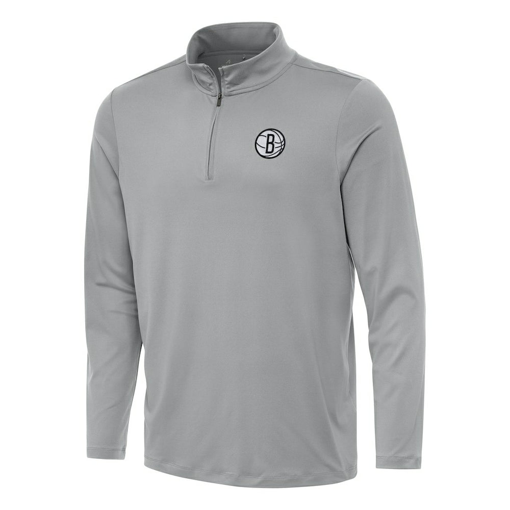 Brooklyn Nets Antigua Reprocess Quarter-Zip Top - Gray on sale