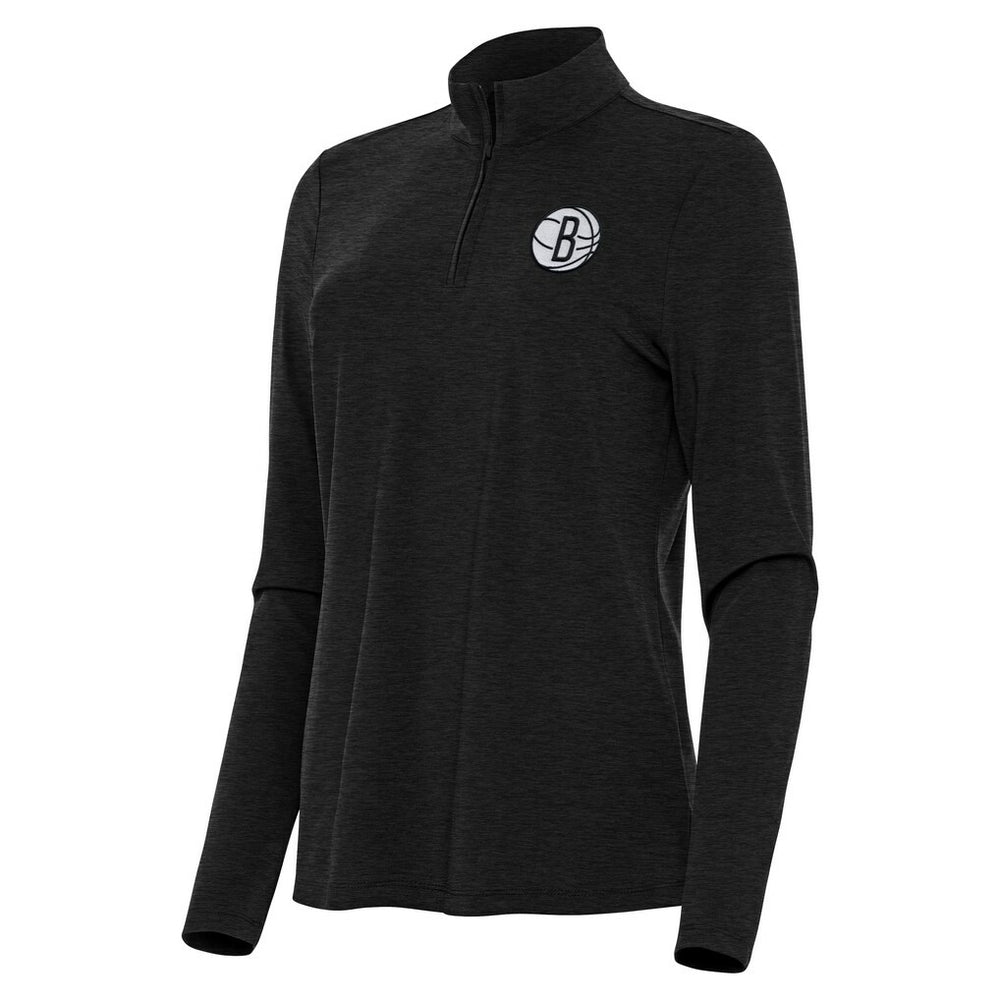 Brooklyn Nets Antigua Women's Bright Quarter-Zip Top - Heather Black outlet