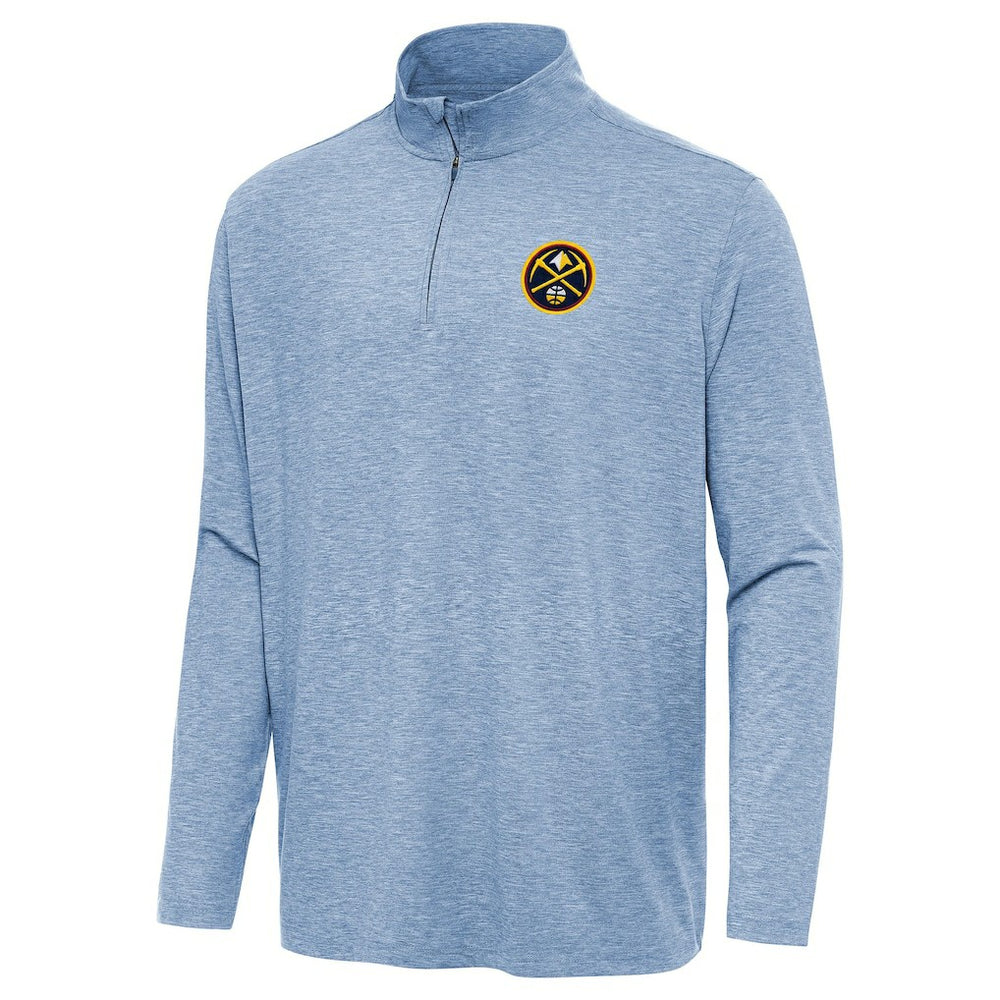 Denver Nuggets Antigua Hunk Quarter-Zip Top sale - Heather Blue discount