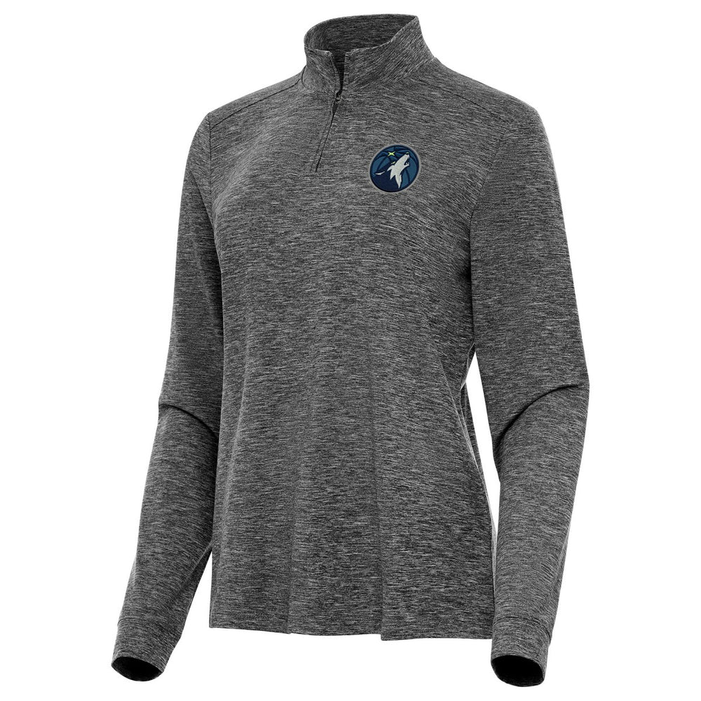 Minnesota Timberwolves Antigua Women's Mentor Quarter-Zip Mock Long Sleeve Top - Heather Black discount
