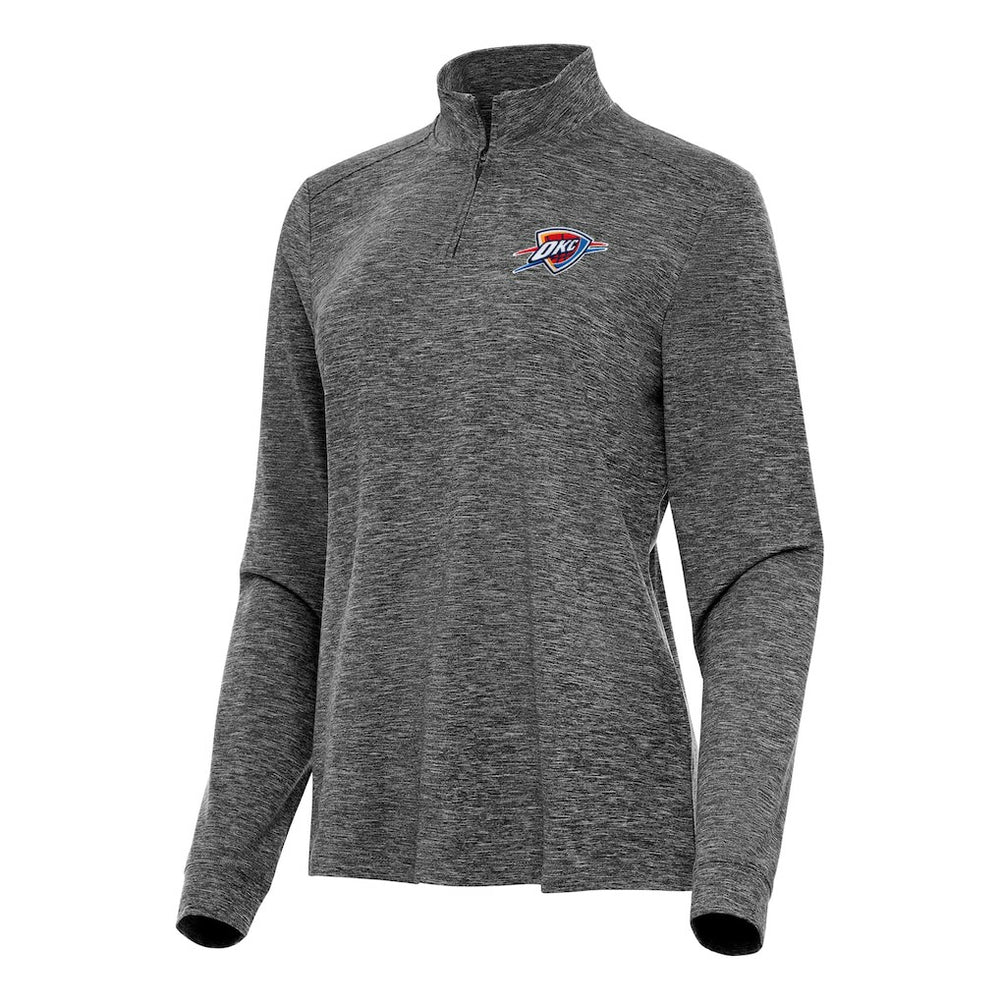 Oklahoma City Thunder Antigua Women's Mentor Quarter-Zip Mock Long Sleeve Top - Heather Black sale