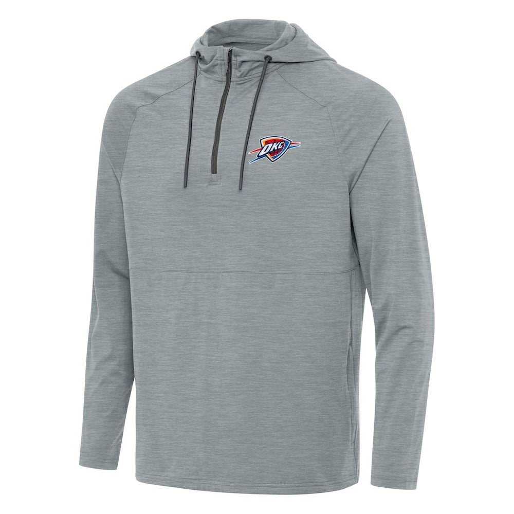Oklahoma City Thunder Antigua Spikes Raglan Quarter-Zip Hoodie - Heather Gray for sale