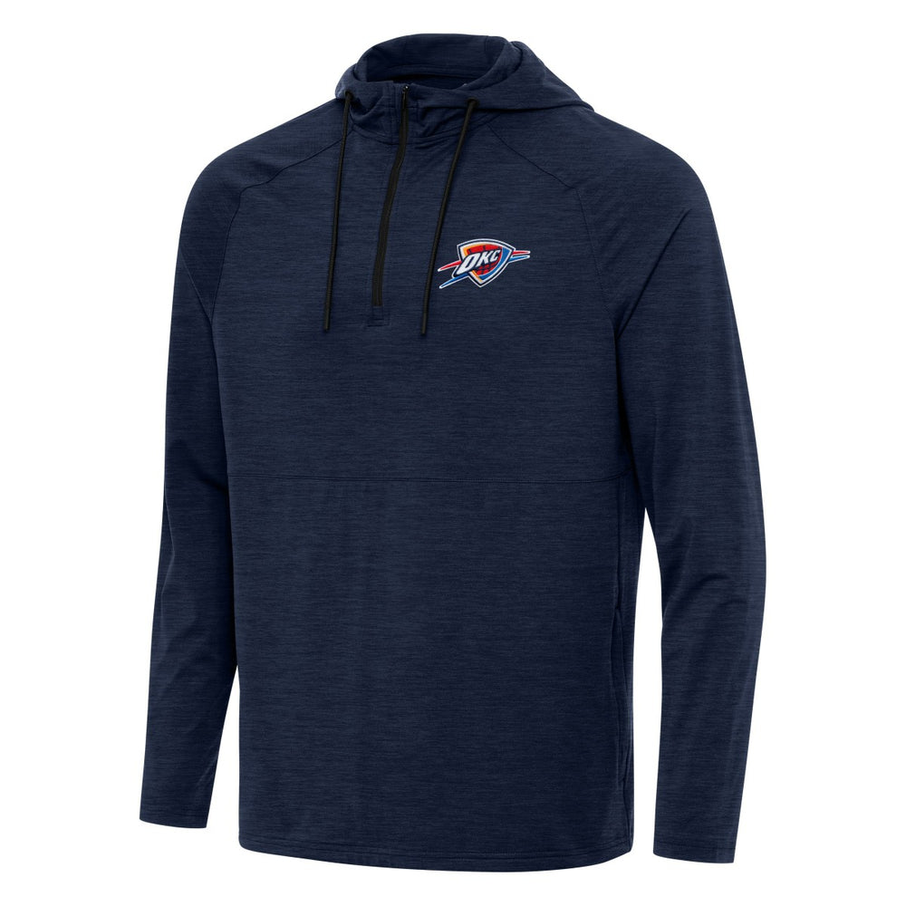 Oklahoma City Thunder Antigua Spikes Raglan Quarter-Zip Hoodie - Heather Navy for sale
