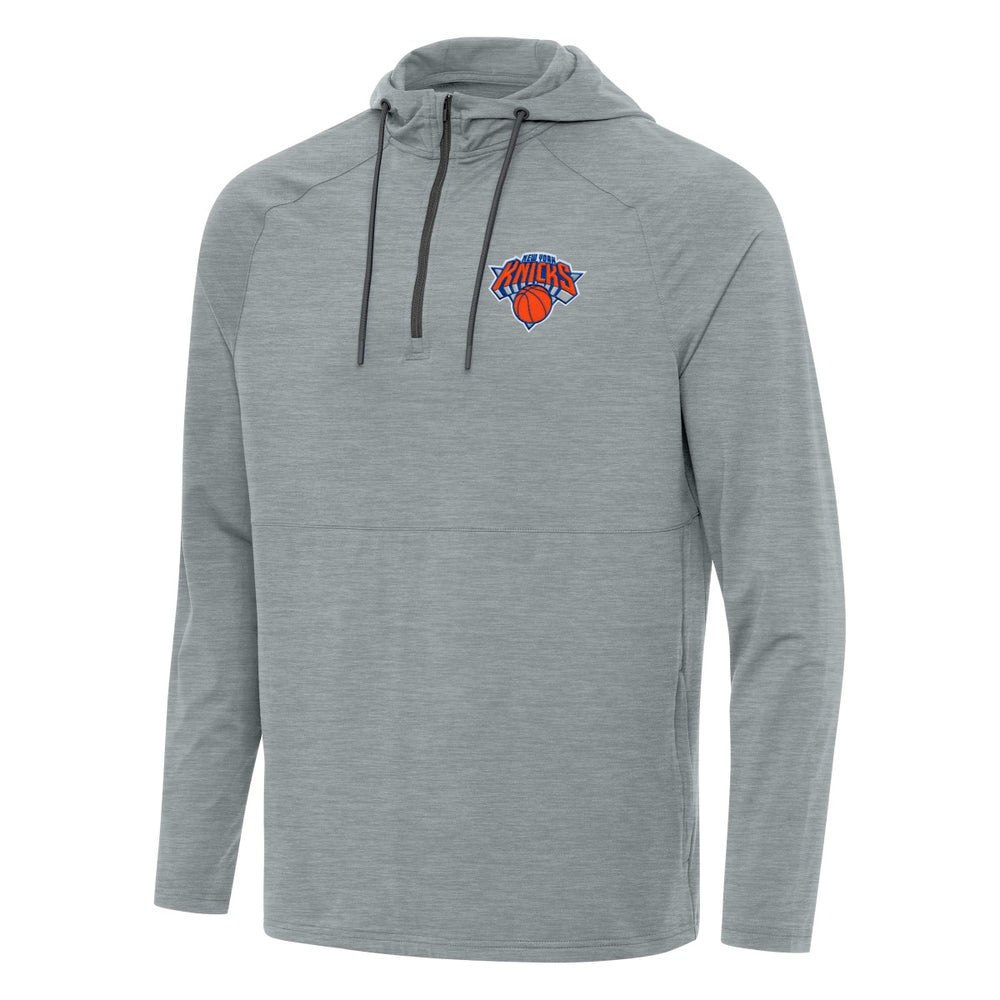 New York Knicks Antigua Spikes Raglan Quarter-Zip Hoodie - Heather Gray discount