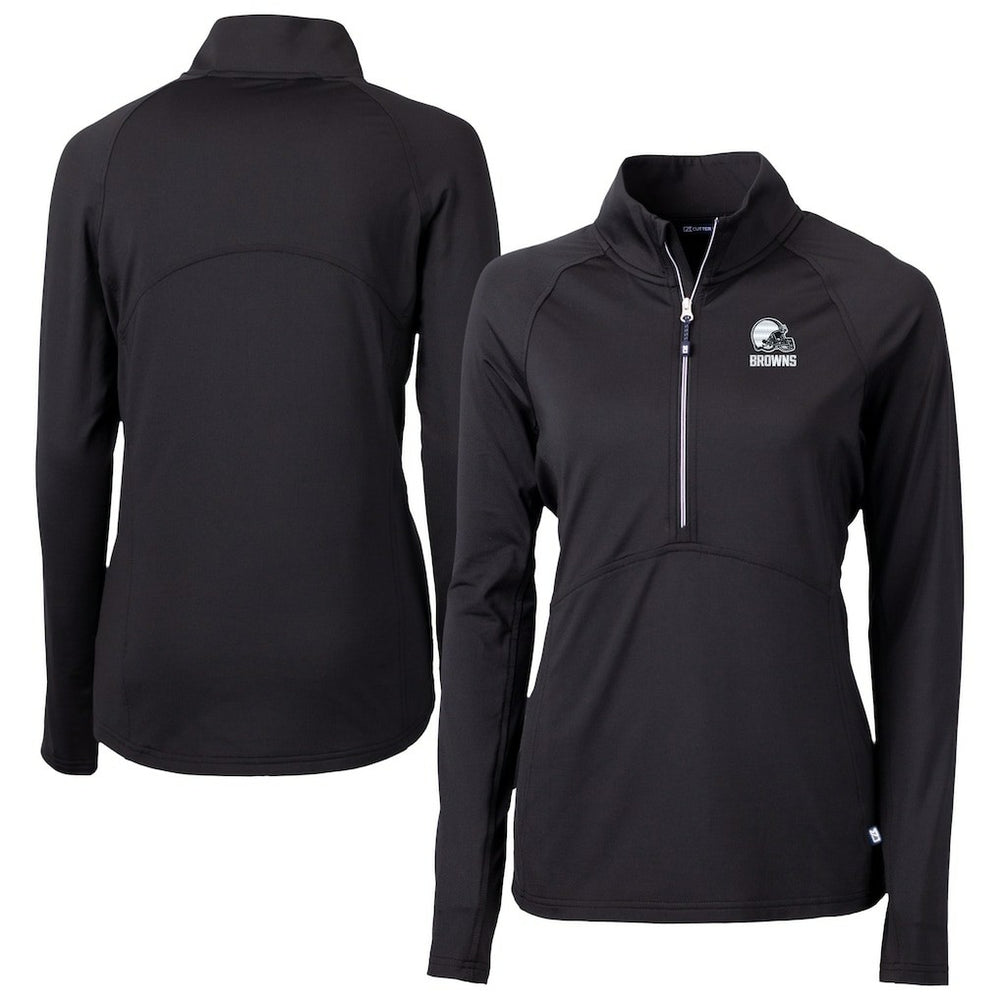 Cleveland Browns Cutter & Buck Women's Adapt Eco Knit Stretch Recycled Half-Zip Pullover Top - Black cheap