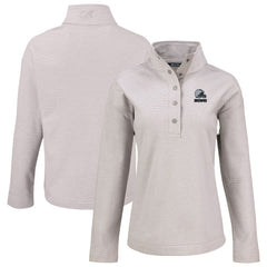 Cleveland Browns Cutter & Buck Women's Hunts Point Eco Textured Fleece Recycled Quarter-Snap Pullover - Gray on sale