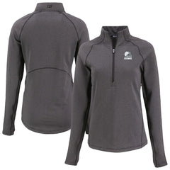 Cleveland Browns Cutter & Buck Women's Peshastin Eco Fleece Recycled Half-Zip Pullover Top - Heather Black online