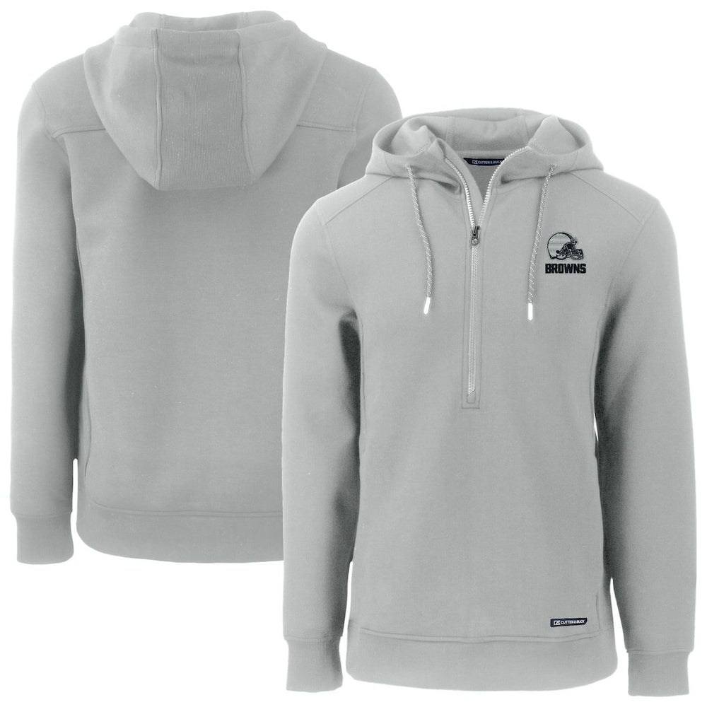 Cleveland Browns Cutter & Buck Roam Eco Recycled Half-Zip Pullover Hoodie - Gray cheap
