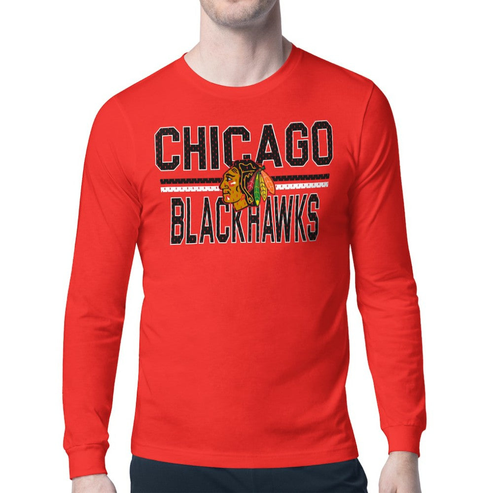 Chicago Blackhawks Starter Mesh Look Team Name Long Sleeve T-Shirt Red