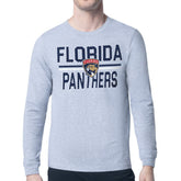 Florida Panthers Starter Mesh Look Team Name Logo Long Sleeve T-Shirt Heather Gray