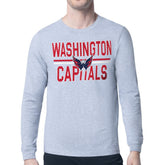 Washington Capitals Starter Mesh Look Team Name Logo Long Sleeve T-Shirt Heather Gray