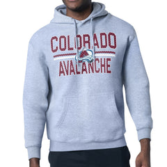 Colorado Avalanche Starter Mesh Look Team Name Logo Tri-Blend Pullover Hoodie Heather Gray