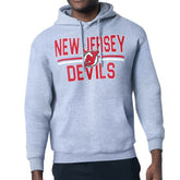 New Jersey Devils Starter Mesh Look Team Name Logo Tri-Blend Pullover Hoodie Heather Gray