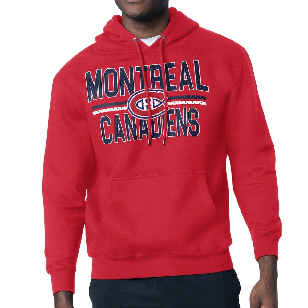 Montreal Canadiens Starter Mesh Look Team Name Logo Tri-Blend Pullover Hoodie Red