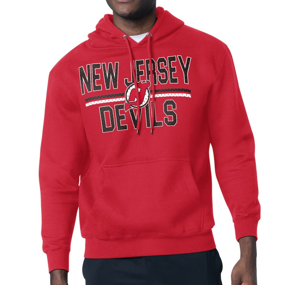 New Jersey Devils Starter Mesh Look Team Name Logo Tri-Blend Pullover Hoodie Red