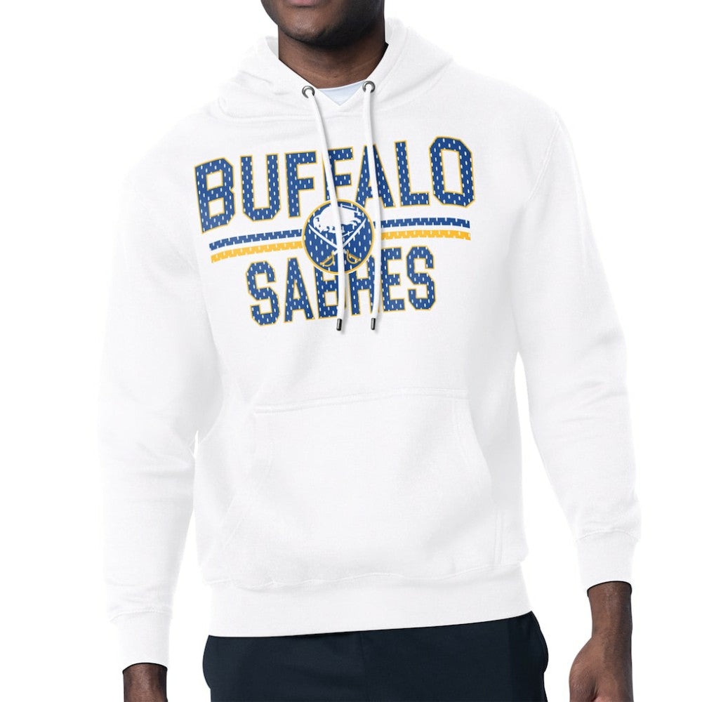 Buffalo Sabres Starter Mesh Look Team Name Logo Tri-Blend Pullover Hoodie White