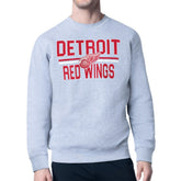 Detroit Red Wings Starter Mesh Look Team Name Logo Pullover Sweatshirt Heather Gray