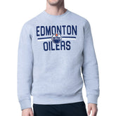 Edmonton Oilers Starter Mesh Look Team Name Logo Pullover Sweatshirt Heather Gray