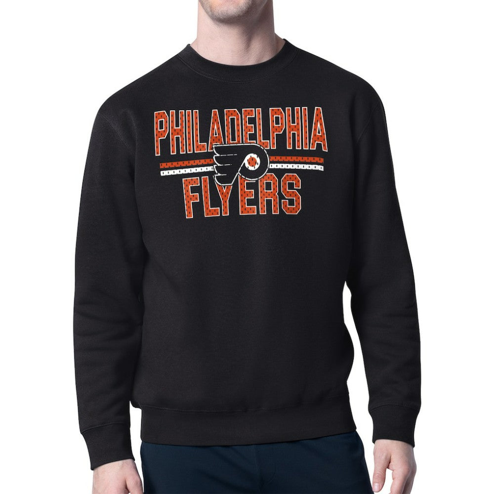 Philadelphia Flyers Starter Mesh Look Team Name Logo Pullover Sweatshirt Black