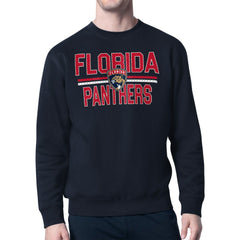 Florida Panthers Starter Mesh Look Team Name Logo Pullover Sweatshirt Navy