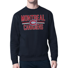 Montreal Canadiens Starter Mesh Look Team Name Logo Pullover Sweatshirt Navy