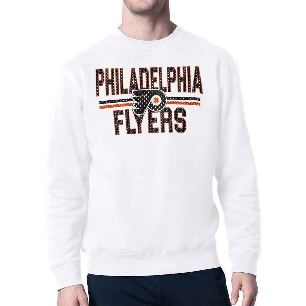 Philadelphia Flyers Starter Mesh Look Team Name Logo Pullover Sweatshirt White