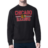 Chicago Blackhawks Starter Mesh Look Team Name Logo Pullover Sweatshirt Black