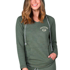 Green Bay Packers Concepts Sport Women's Mainstream Terry Tri-Blend V-Neck Pullover Hoodie - Green for sale
