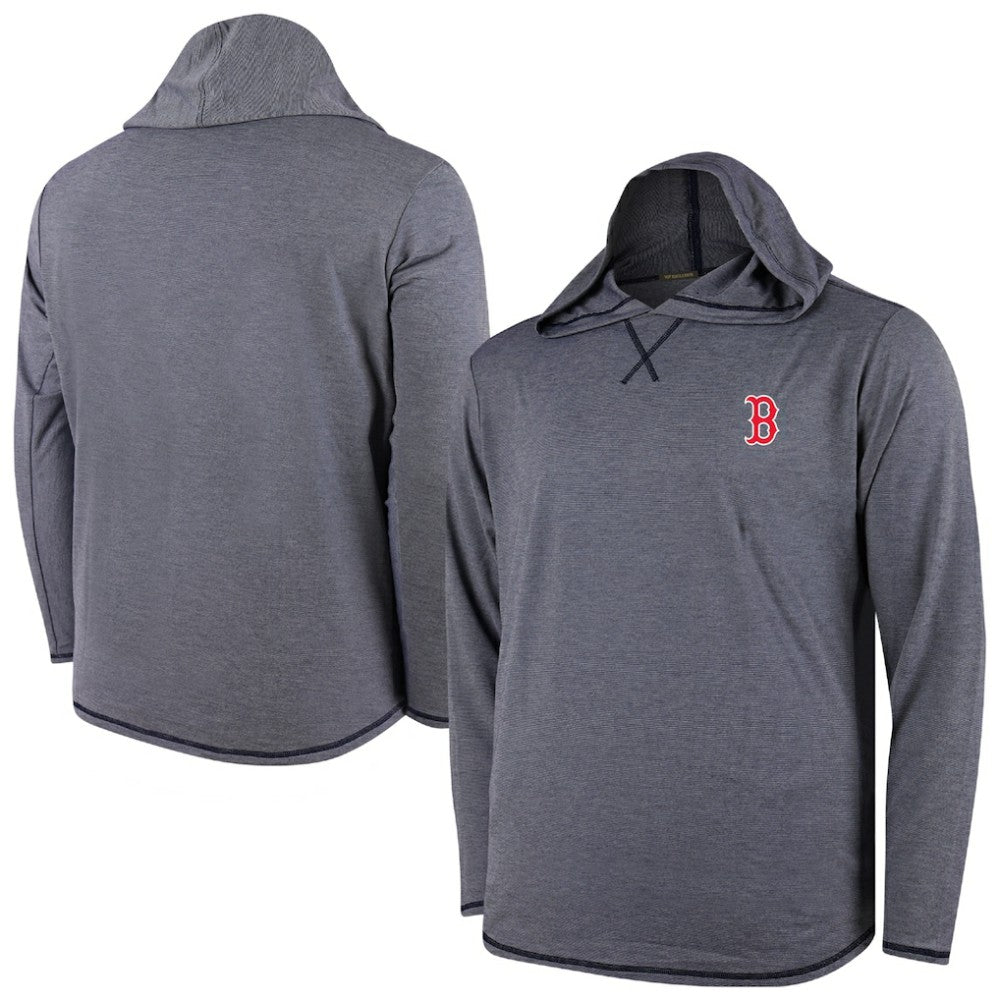 Boston Red Sox Butter Stripe Tri-Blend Long Sleeve Hoodie T-Shirt - Navy