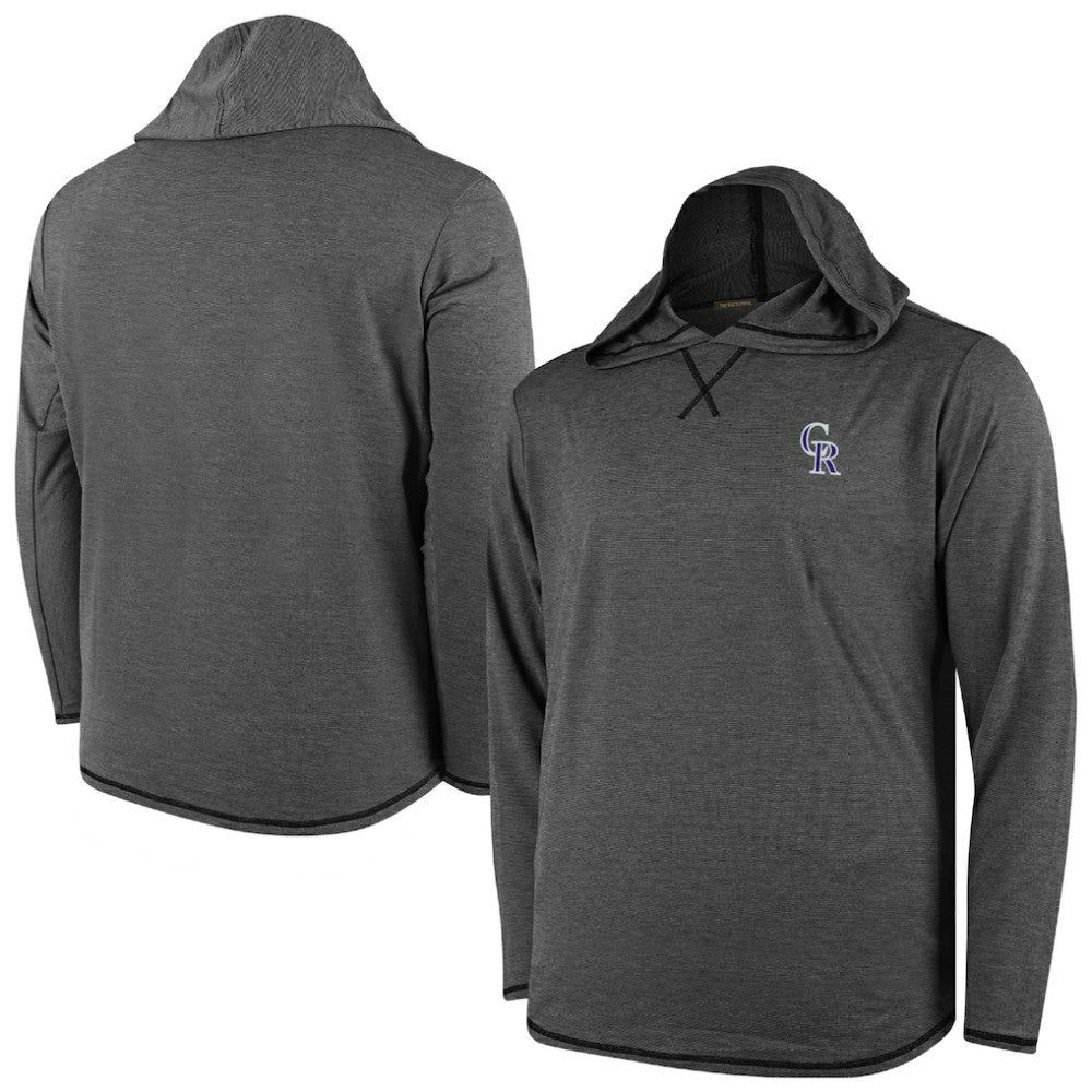 Colorado Rockies Butter Stripe Tri-Blend Long Sleeve Hoodie T-Shirt - Black