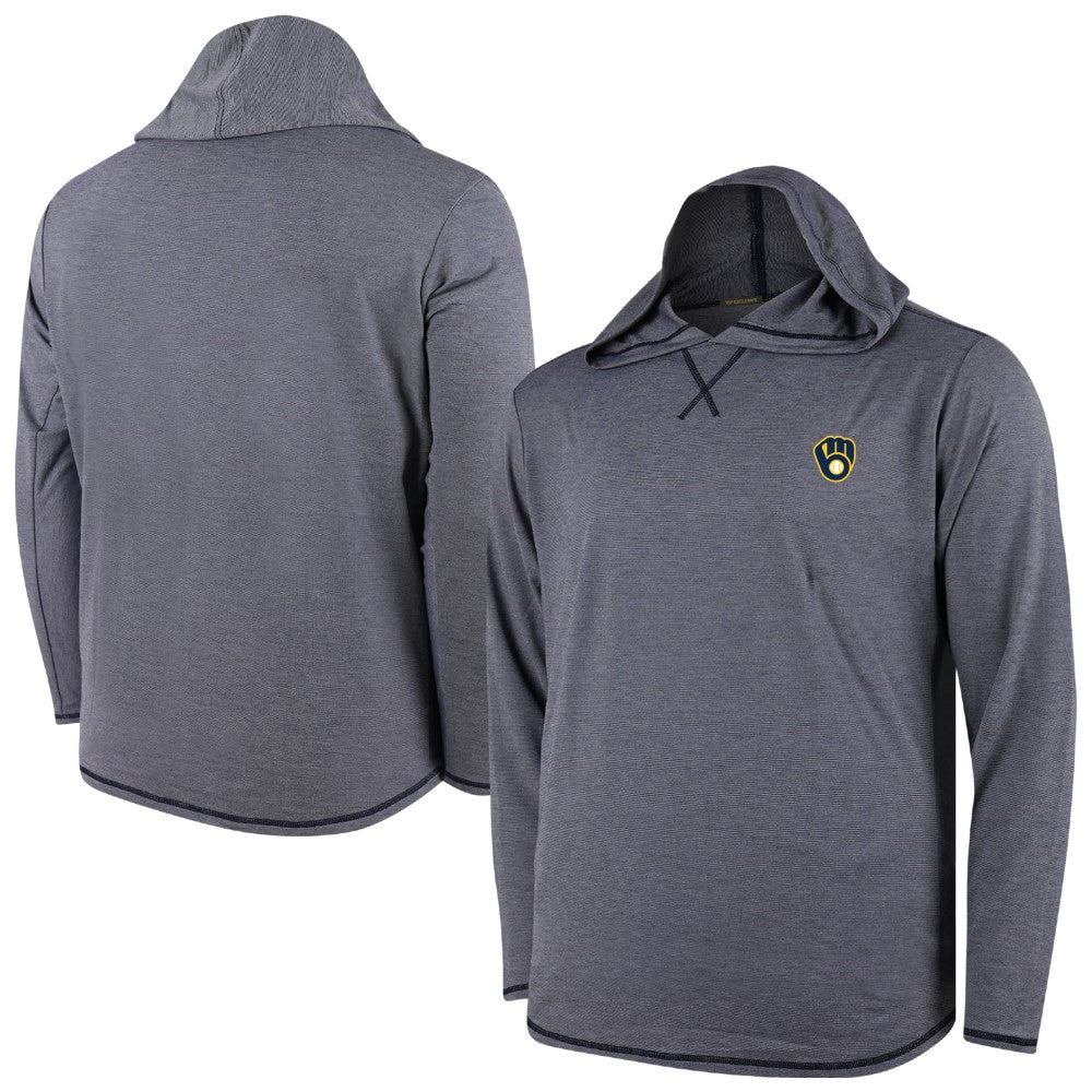 Milwaukee Brewers Butter Stripe Tri-Blend Long Sleeve Hoodie T-Shirt - Navy