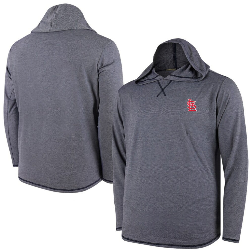 St. Louis Cardinals Butter Stripe Tri-Blend Long Sleeve Hoodie T-Shirt - Navy