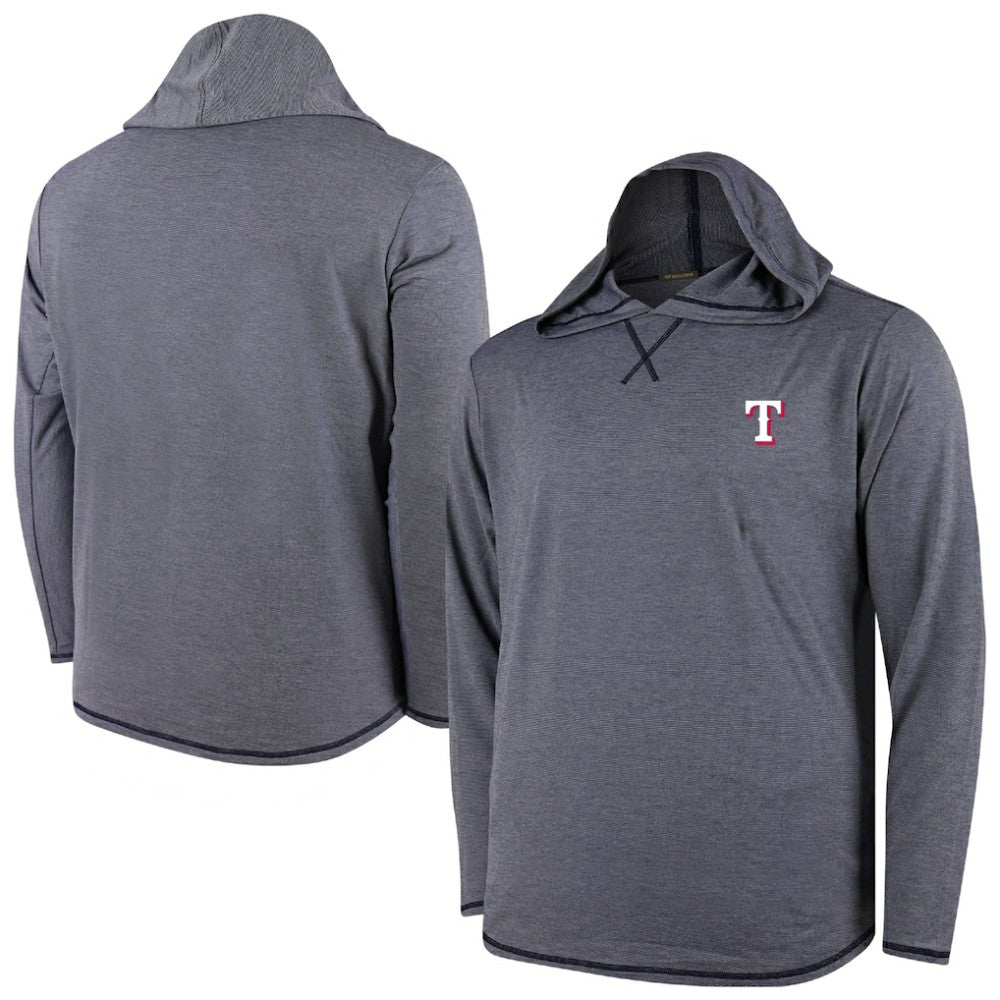 Texas Rangers Butter Stripe Tri-Blend Long Sleeve Hoodie T-Shirt - Navy
