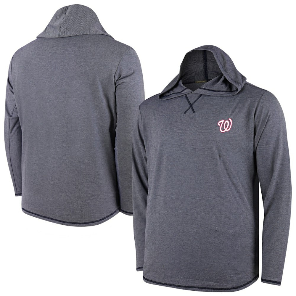 Washington Nationals Butter Stripe Tri-Blend Long Sleeve Hoodie T-Shirt - Navy