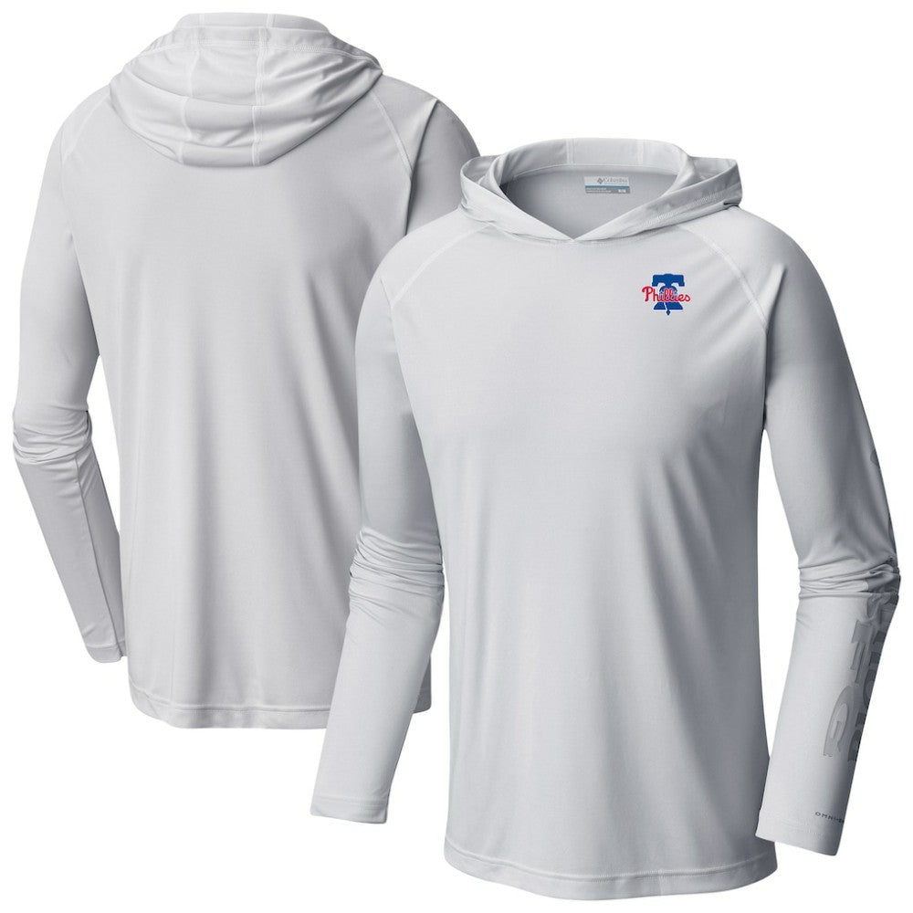 Philadelphia Phillies Omni-Wick Terminal Tackle Raglan Long Sleeve Hoodie T-Shirt - White | Columbia