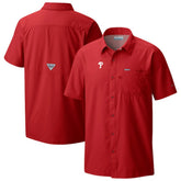 Philadelphia Phillies Slack Tide Omni-Wick Button-Up Camp Shirt - Red | Columbia