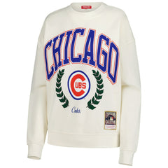Chicago Cubs Women's Cooperstown Collection Laurel Pullover Sweatshirt - Cream | Mitchell & Ness