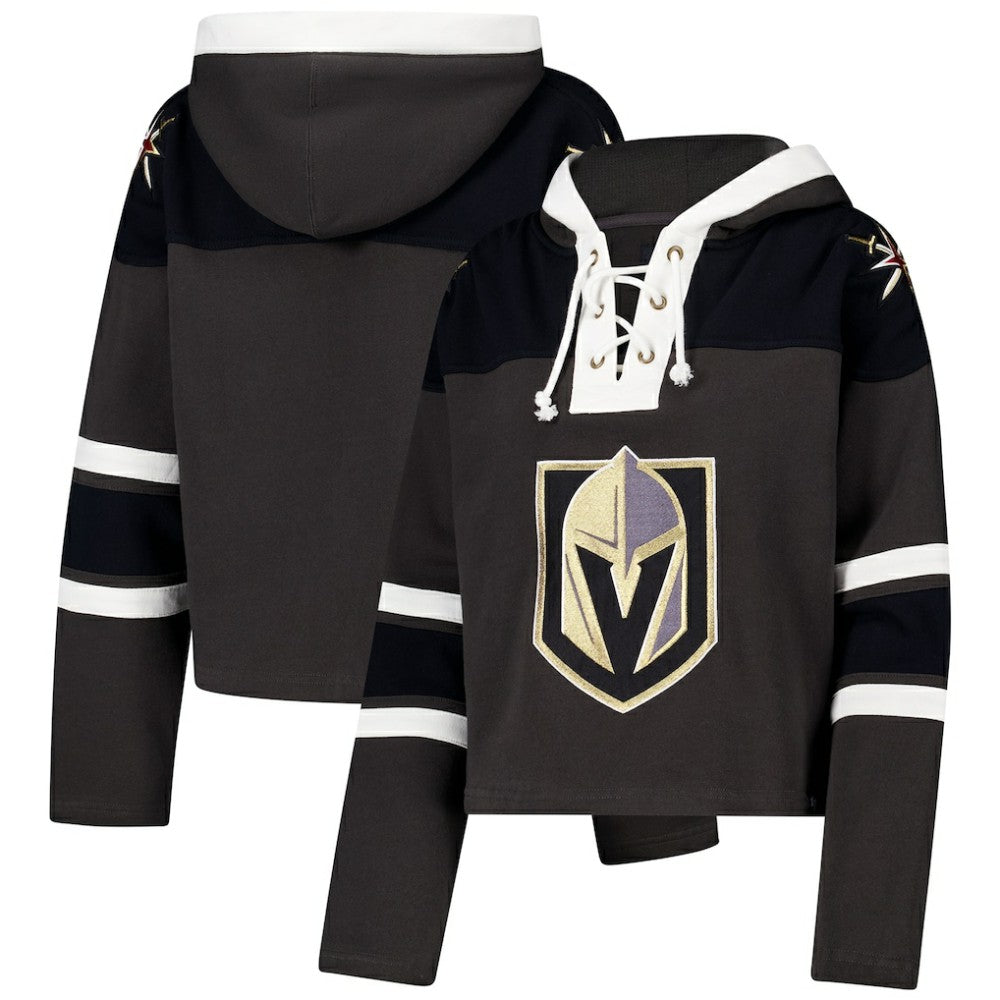 Vegas Golden Knights '47 Women's Cropped Superior Lacer Pullover Hoodie Charcoal