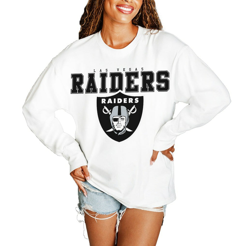 Las Vegas Raiders Gameday Couture Women's Big Goals Oversized Long Sleeve T-Shirt - White online