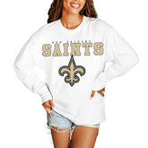 New Orleans Saints Gameday Couture Women's Big Goals Oversized Long Sleeve T-Shirt - White online