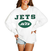 New York Jets Gameday Couture Women's Big Goals Oversized Long Sleeve T-Shirt - White on sale