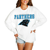 Carolina Panthers Gameday Couture Women's Big Goals Oversized Long Sleeve T-Shirt - White discount
