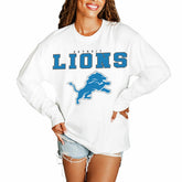 Detroit Lions Gameday Couture Women's Big Goals Oversized Long Sleeve T-Shirt - White for sale