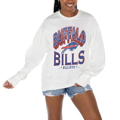Buffalo Bills Gameday Couture Women's Time Out Oversized Long Sleeve T-Shirt - White cheap