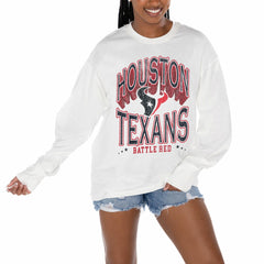 Houston Texans Gameday Couture Women's Time Out Oversized Long Sleeve T-Shirt - White on sale